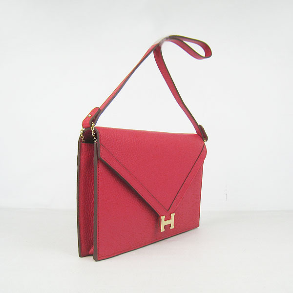 7A Hermes Togo Leather Messenger Bag Red With Gold Hardware H021 Replica